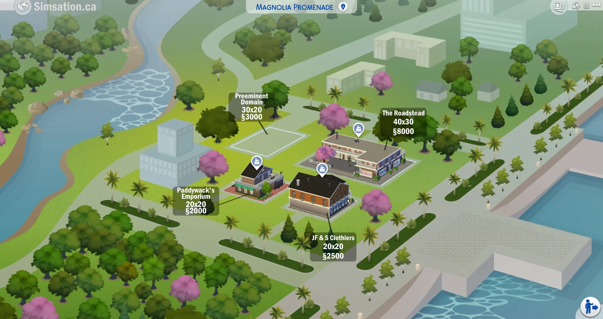 Labelled map of Magnolia Promenade